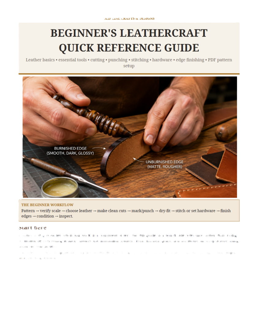 Image of cover page of Old Line Beginners Leathercraft Quick Reference Guide