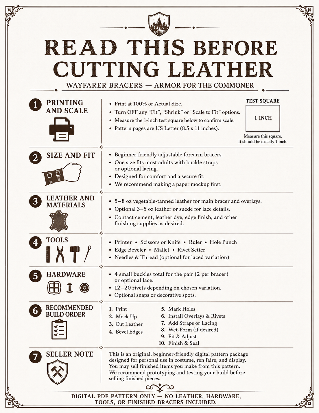 Leather Bracer Pattern PDF - Beginner Medieval Vambraces for Ren Faire & LARP - Image 3