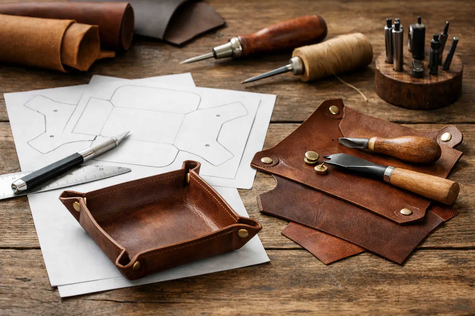 Free Leather Tray Pattern PDF for Your First Build