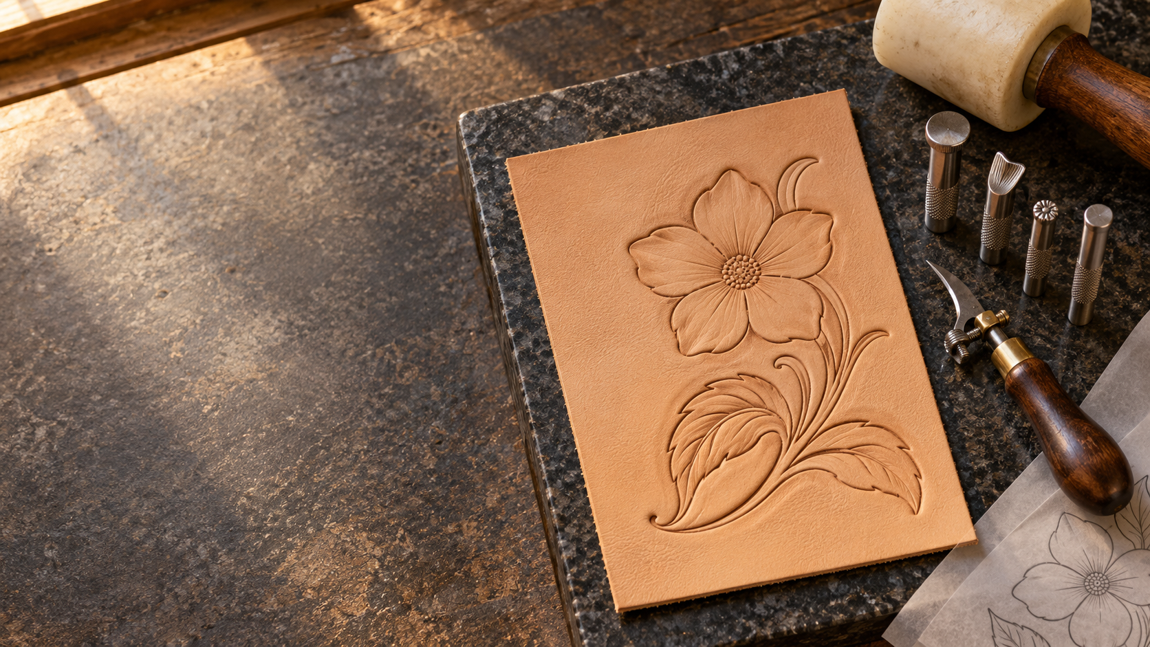 Your First Floral Leather Tooling Practice Panel