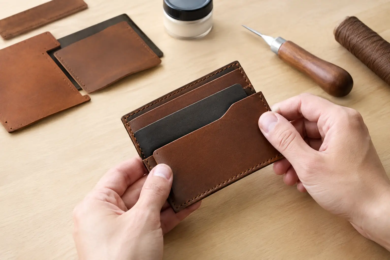 How to Assemble a Leather Cardholder Cleanly - Old Line Crafts & Designs How to Assemble a Leather Cardholder Cleanly